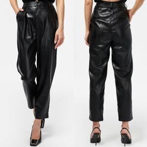 NWT Cami NYC Anja Vegan Leather Pleated Front High Waist Pant Black Size: 0